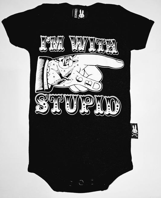 I'm with Stupid- funny baby onesie