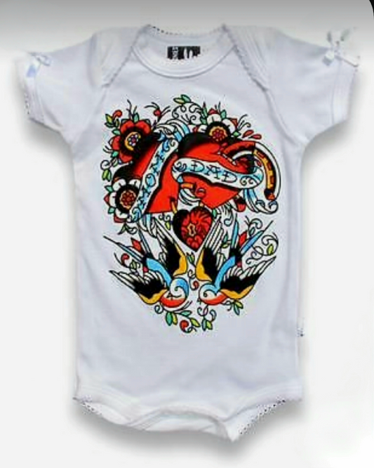 Mom & Dad Tattoo Flash onesie with Bows Newborn