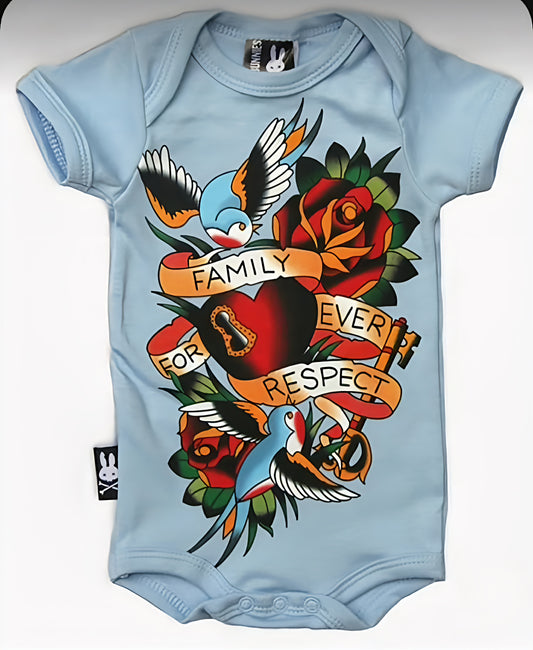 Baby Blue Family Tattoo Flash onesie Newborn