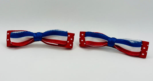 RED WHITE & BLUE Stripe Mama Kat bow set