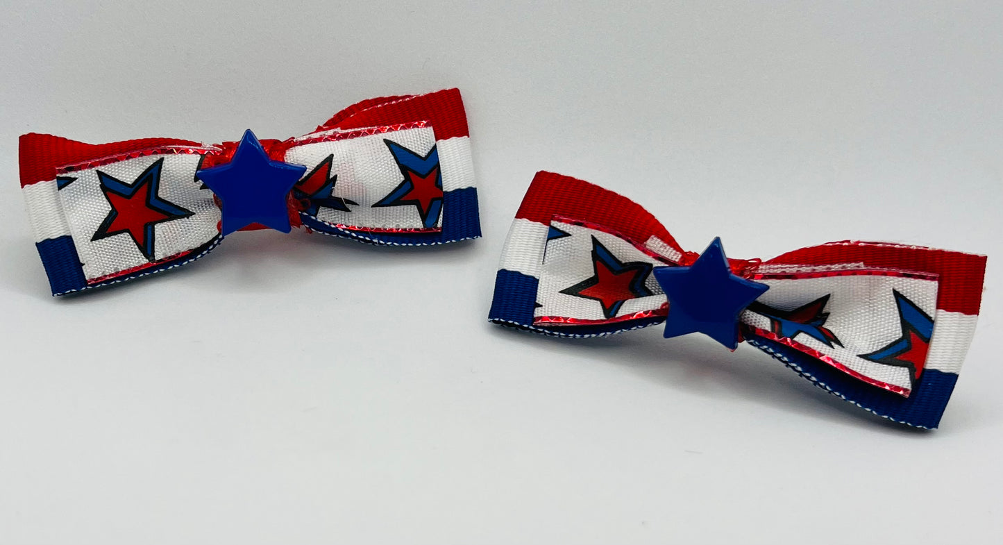 RED WHITE & BLUE with Blue Star Mama Kat bow set