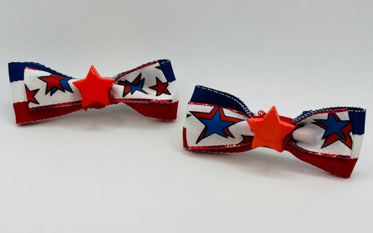 RED WHITE & BLUE with Red Star Mama Kat bow set