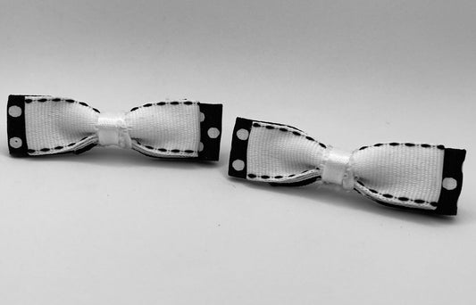 White and Black Mama Kat bow set