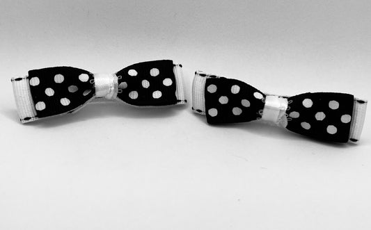 Black Polkadot and White Mama Kat bow set