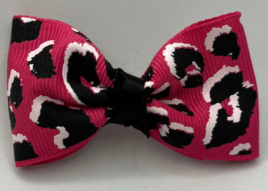 Hot Pink Leopard Mama Kat single bow