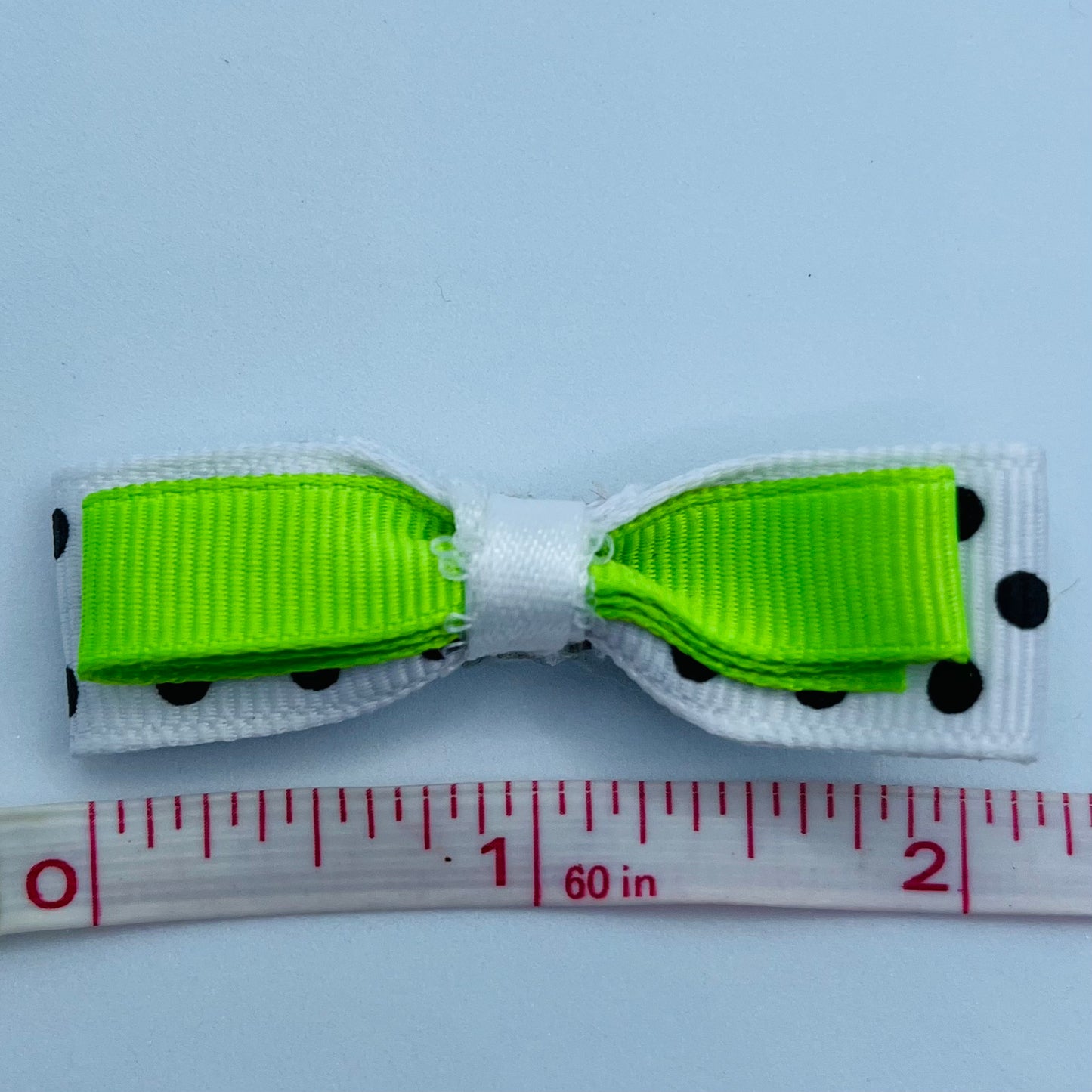 White Polkadot and Lime Green Mama Kat bow set