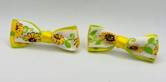 Sunflower and Yellow Mama Kat bow set