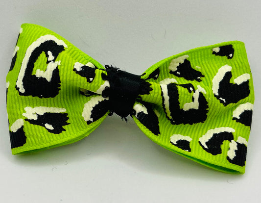 Lime Green Leopard Mama Kat single bow