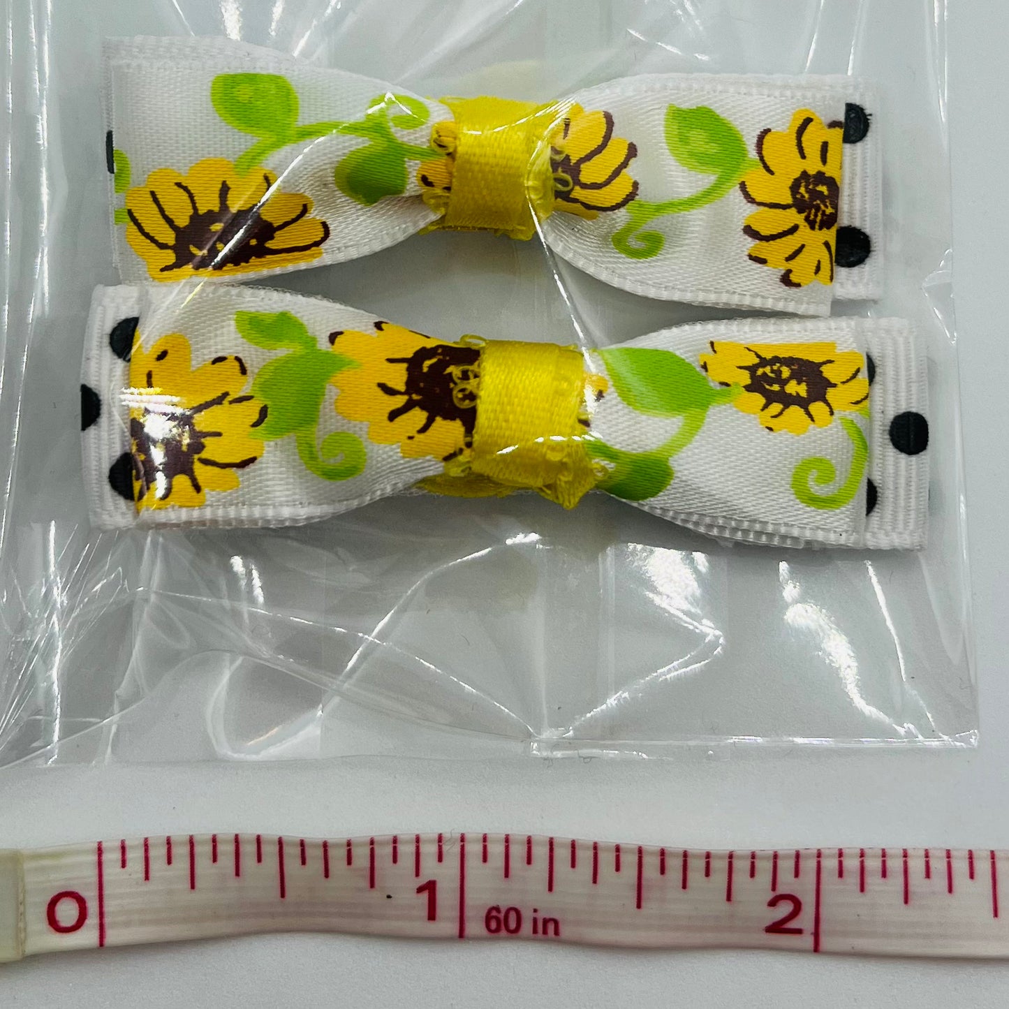 Sunflower and White Polkadot Mama Kat bow set